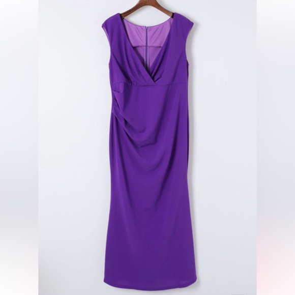 Purple Fit & Flare pleated maxi formal dress, Plus Size, NWT - Picture 8 of 15